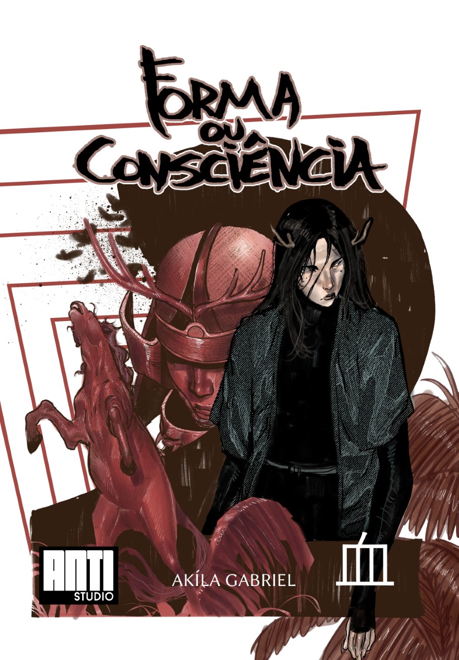 Figura humanoide refletida em uma superfície espelhada digital.